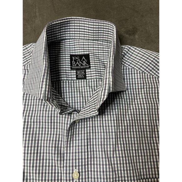 Jos A Bank Shirt 15.5 33 Men’s Purple Green Check French Cuff Tailored Fit - Picture 7 of 7